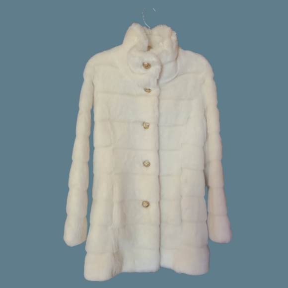 Guess Faux Fur Dress Coat - Picture 1 of 8